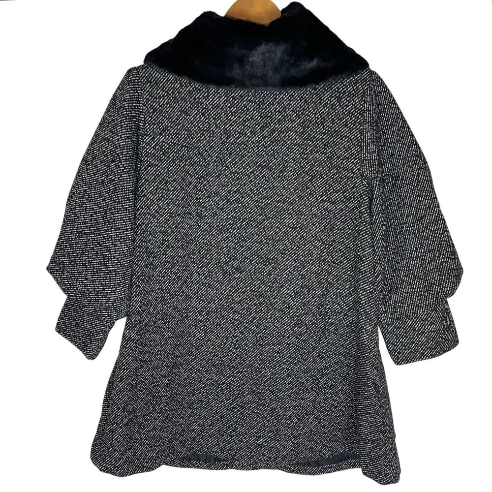ANTHROPOLOGIE HAZEL Women’s Vintage Style Faux Fur Collar Pea Coat - Picture 5 of 6